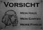 Preview: Edelstahl Warnschild Pudel VORSICHT Mein Haus mein Garten meine Familie